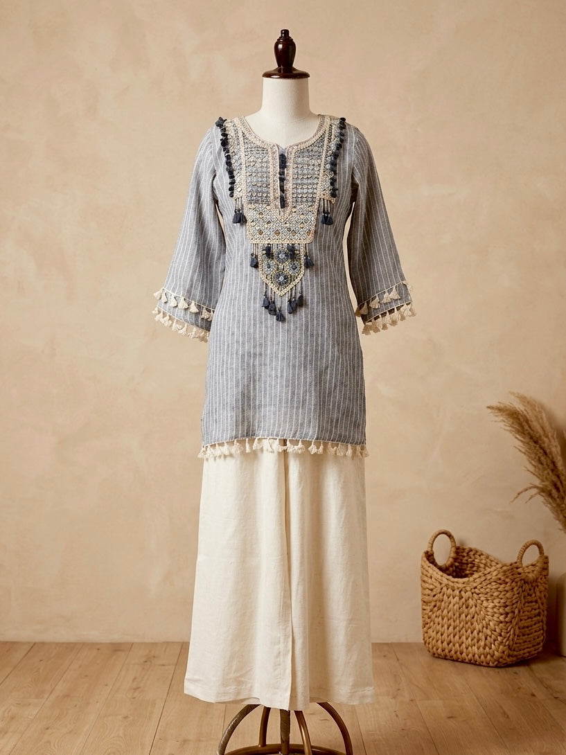 Relaxed short kurta and palazzo set