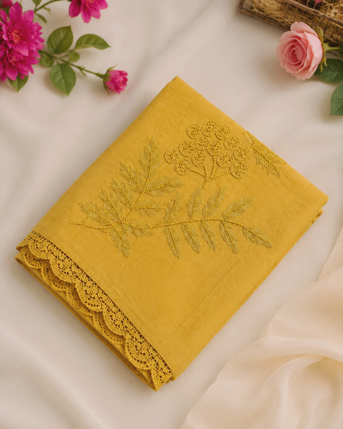 Mustard Mul Unstitched Suit Set