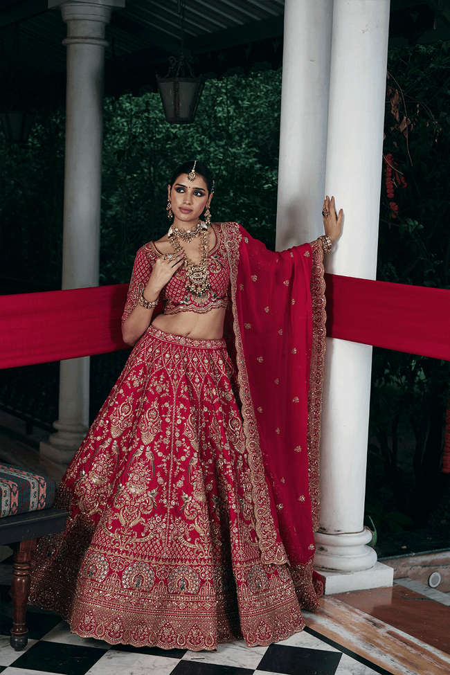 Ruby Sultana Zardosi Bridal Lehenga Hover Image