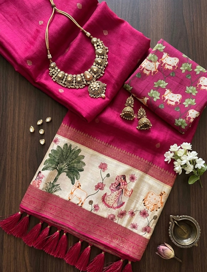Rani Pink Pichwai Saree