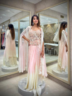 Blush Ombre Floral Corset Drape Set